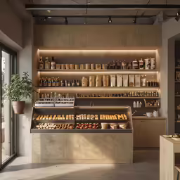 the display case in the store is full of baked goods
