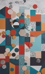 a geometric wallpaper covered in circles and shapes