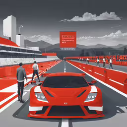 people walking up to a red sports car,this is a photo of someone with a red car