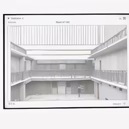 a drawing of the inside of a building