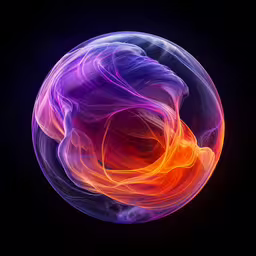 colorful liquid in the shape of a ball,colorful artwork featuring a swirl made of orange and pink smoke