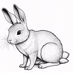 an ink drawing of a rabbit