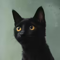 a black cat staring ahead while looking at something