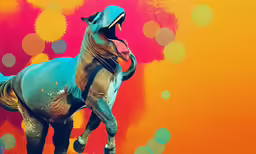 a blue animal in a bright background with circles