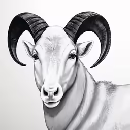 a ram with large horns is shown in this drawing