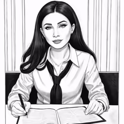 an image of a woman sitting at her desk