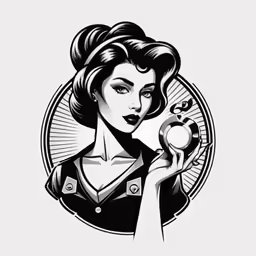 a woman in an old fashion holding an apple