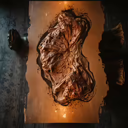 an overcooked picture of food is shown on a wood table
