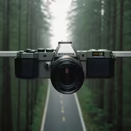 a long road that has some very pretty cameras on it