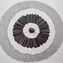 black and white patterned umbrella with small brown umbrella