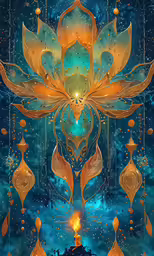 digital art shows a unique pattern with gold elements