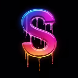 the letters s and p are lit up in bright colors