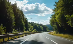 a view of the top half of a road from behind some trees