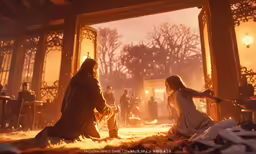 the lord and bride are in front of a large open doorway