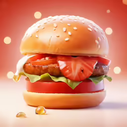 hamburger with lots of tomato slices and cheese