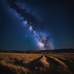 the bright stars shine brightly as they shine over an open landscape