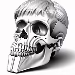 a human skull that is being displayed