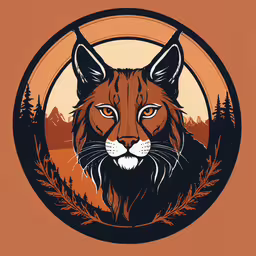 a logo of a cat with a beautiful, golden background,a photo of a cat with a mountain in the background