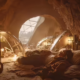 a room in the shape of a space ship that looks to be inside of an underground cellar