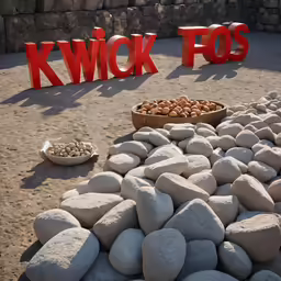 a large stone with some nuts on it