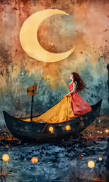 an image of a girl riding on top of a boat