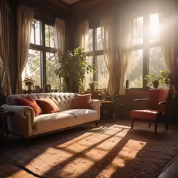 a living room filled with furniture and windows