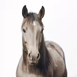 a beautiful horse standing in the snow