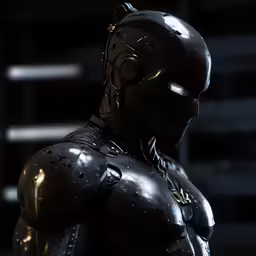 a man wearing a leather batman costume