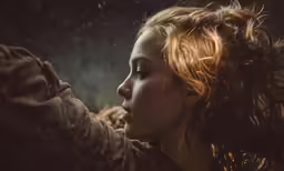 a girl with the wind blown hair