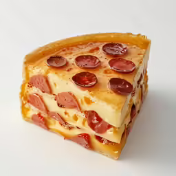 a piece of cheese pizza with pepperoni