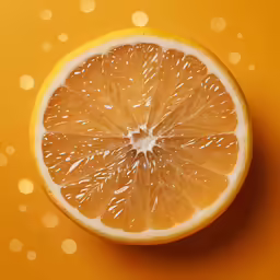there is an orange that has been cut in half