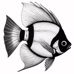 an ink drawing of a fish