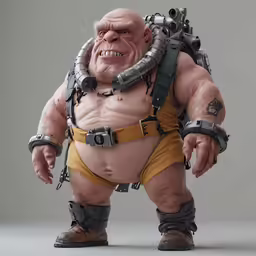 an old man with a large, muscular torso and a huge head