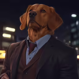 there is a man and his dog dressed in suits