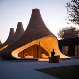 a building designed with a circular light strip