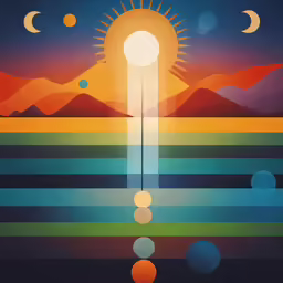 the sun is shining over a mountain range, and the horizon is a blue sky