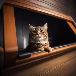 cat sitting on window sill looking directly at camera