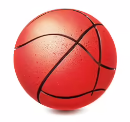 a red basketball that has a line on it