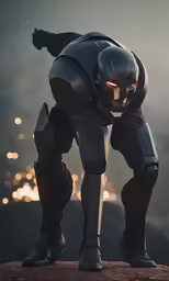 a man standing on top of a cliff with a helmet