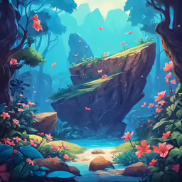 an image of a waterfall near a mountain