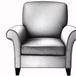an armchair that is upholstered in white