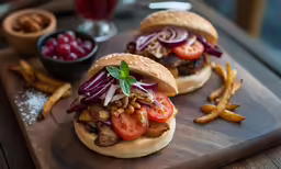 the sandwiches are prepared and ready to be eaten