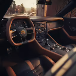 a view of the interior of a sports car