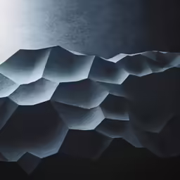 an abstract painting with wavy shapes on the wall