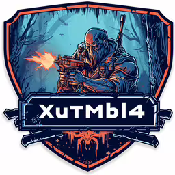 the emblem for xtumtx with an image of a guy aiming guns,an illustration of a person holding a rifle and wearing a camouflage suit