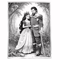 the young couple dressed in medieval costumes are posing for a portrait