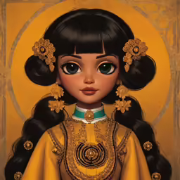 a painting of a girl in oriental clothes