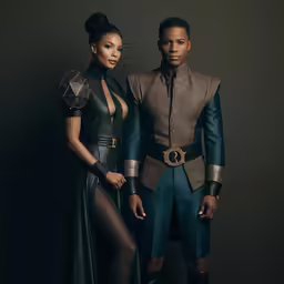 a black man and woman pose for a portrait