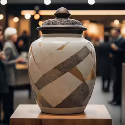 a large vase is displayed for everyone to see