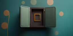 an open box in the wall that shows polka dots